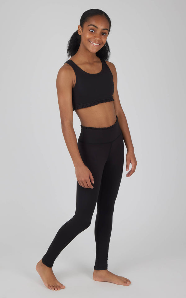 Lux Ruffle Bra W/Leggings SET: Black