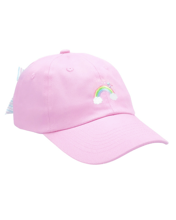 Rainbow Sparkle Bow Baseball Hat