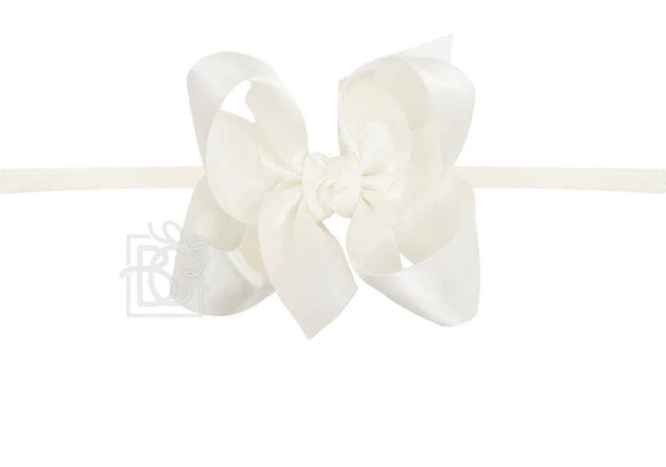 1/4" Pantyhose Headband W. Satin Bow- Antique White