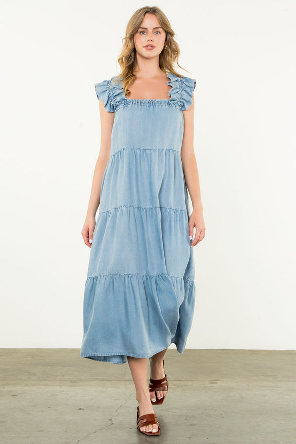 Tiered Maxi Dress- Denim Blue