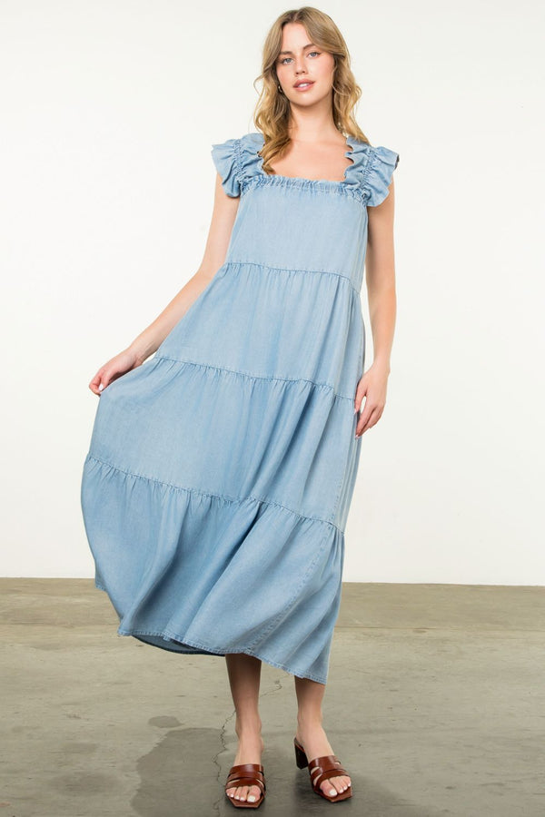 Tiered Maxi Dress- Denim Blue