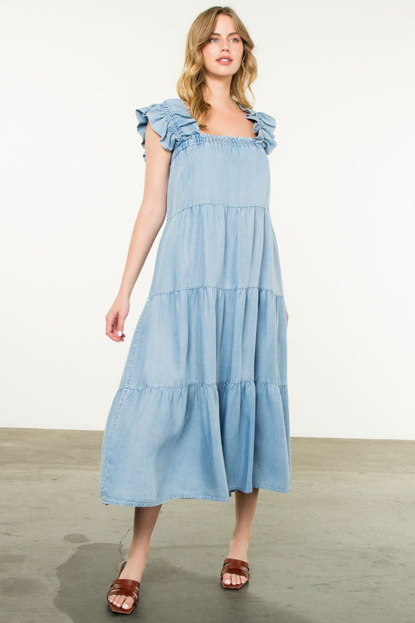 Tiered Maxi Dress- Denim Blue