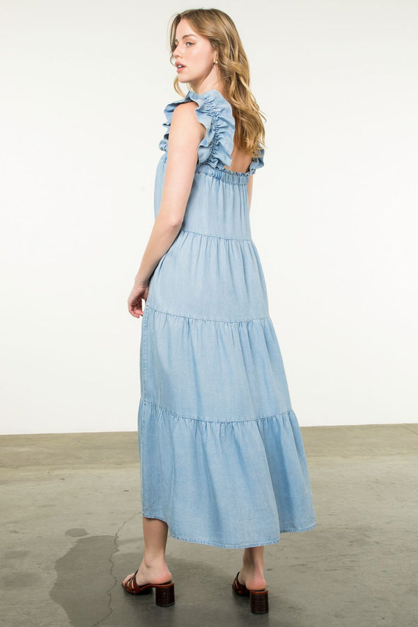 Tiered Maxi Dress- Denim Blue