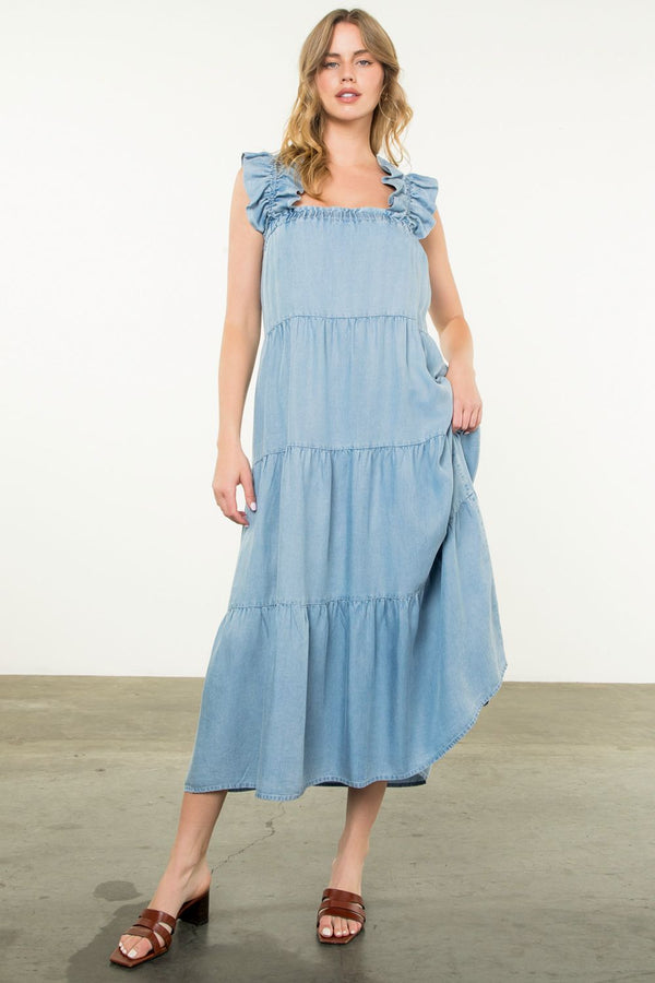 Tiered Maxi Dress- Denim Blue