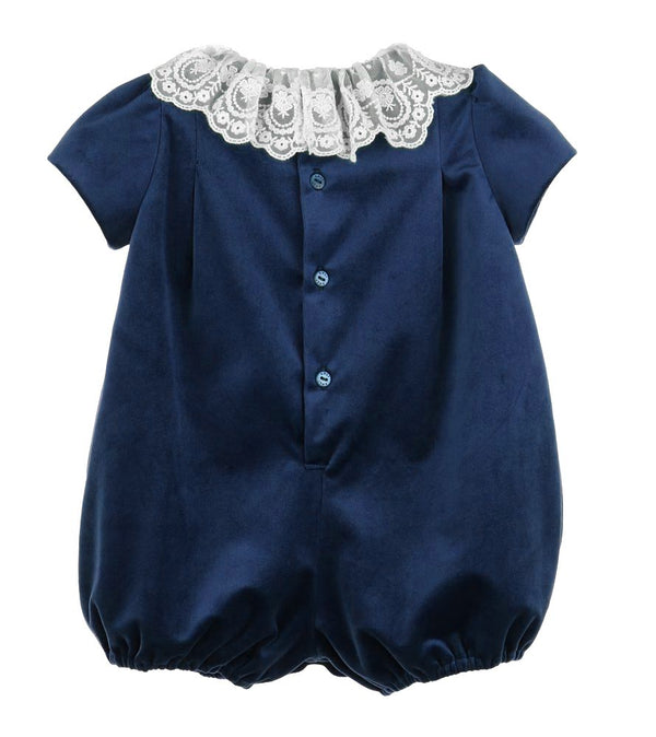 Navy Deluxe Velvet Bubble With Lace