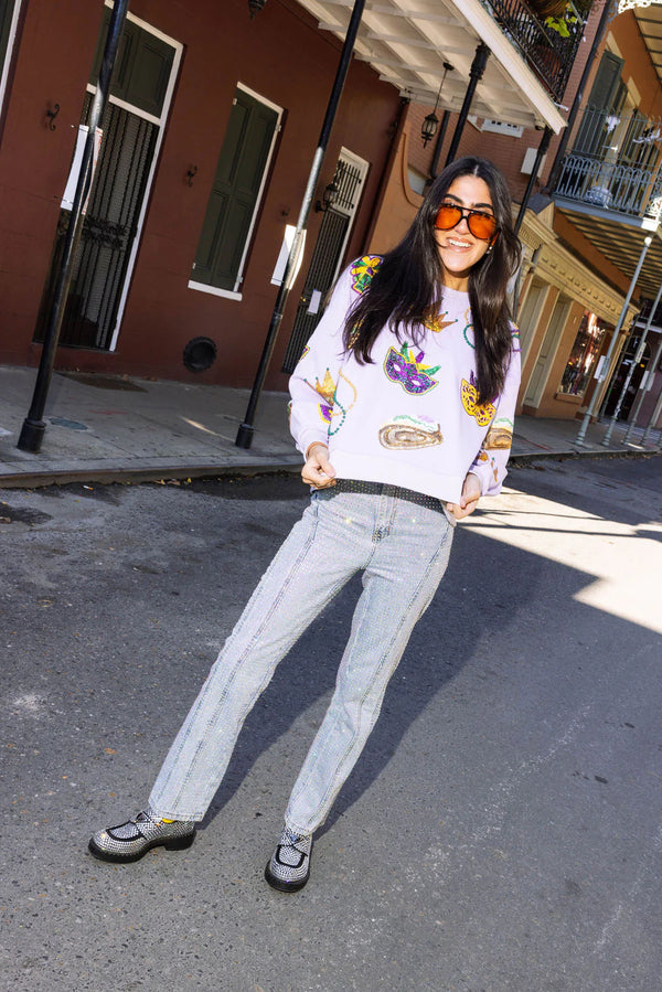 Mardi Gras Icon Sweatshirt- Lavender (Women's)