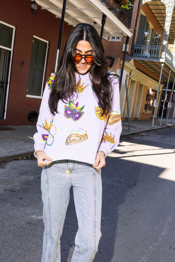 Mardi Gras Icon Sweatshirt- Lavender (Women's)