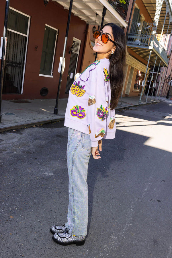 Mardi Gras Icon Sweatshirt- Lavender (Women's)