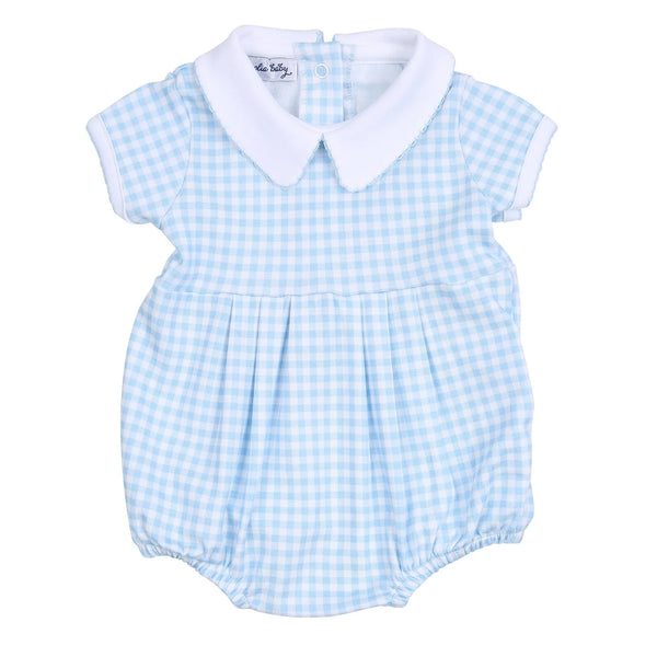 Mini Checks Collared Bubble- Blue