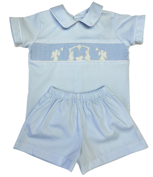 Nativity Smocked Short Set