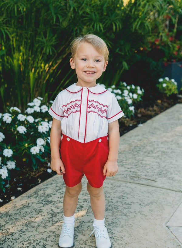 Harrison Button on Suit- Red