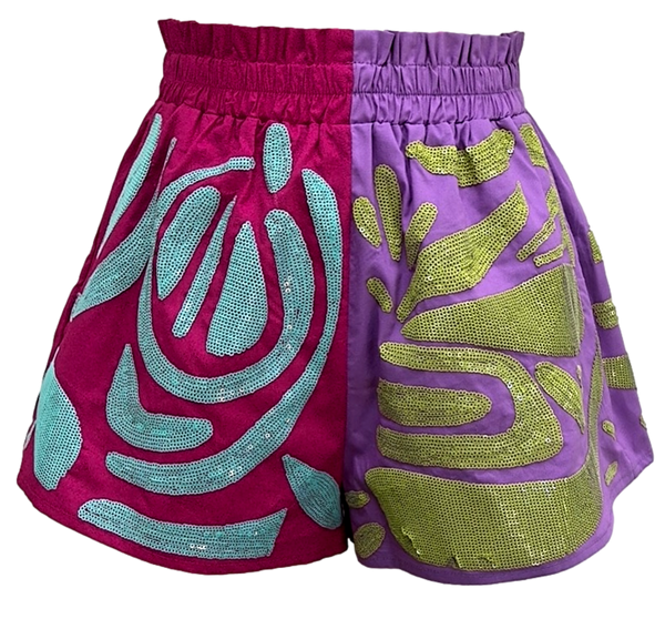 Colorblock Abstract Cotton Short- (Women's)