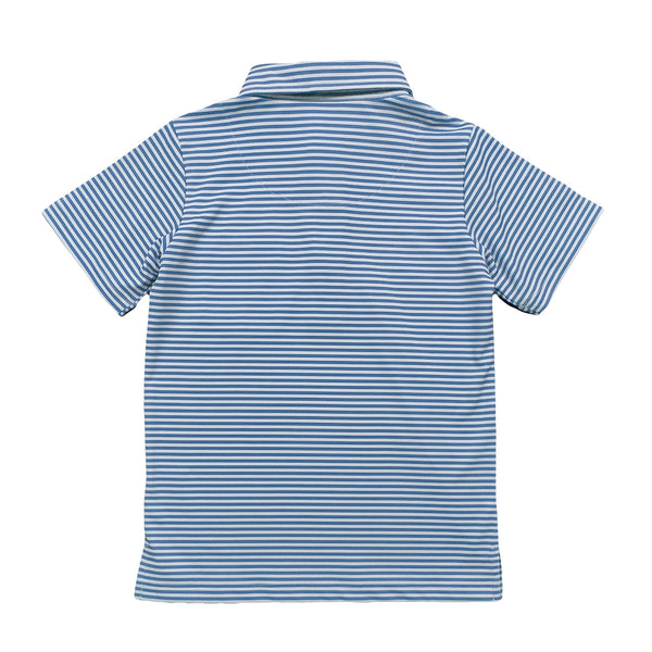 Inshore SS Performance Polo- Parisian Blue Stripe