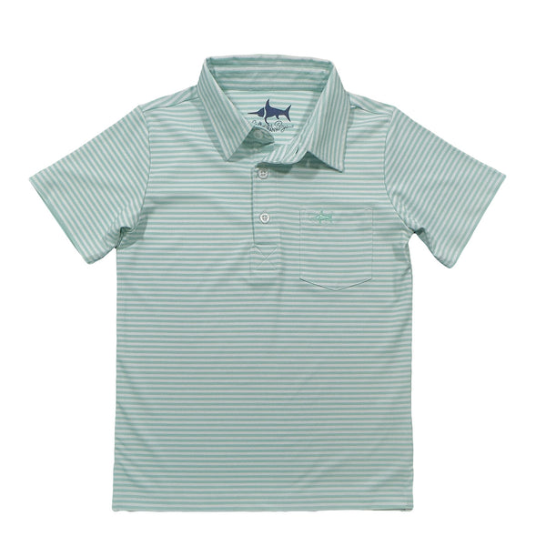 Inshore SS Performance Polo- Ocean Wave Stripe