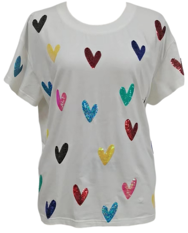 Multi Heart Tee- White