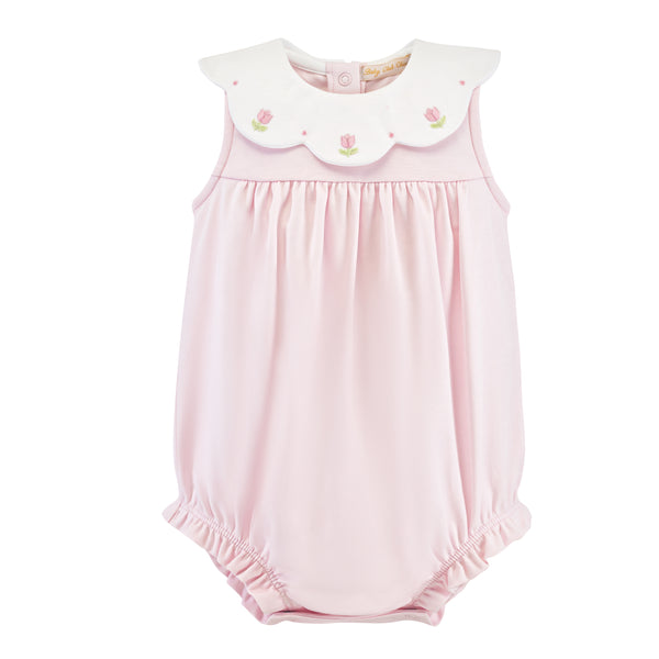 Bib Rose Embroidery Bubble- Pink