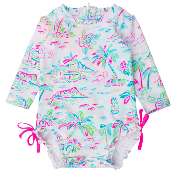 Long Sleeve One Piece Rash Guard- Tropical Resort