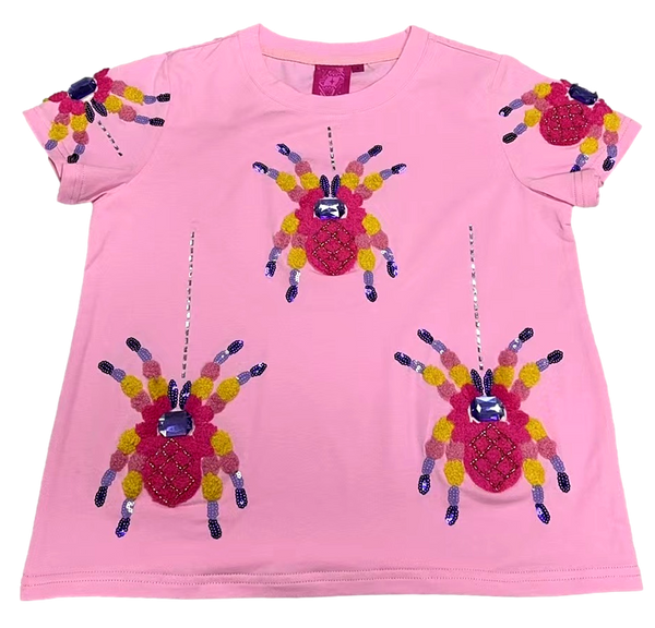 Pink Scattered Spider Tee- Women's