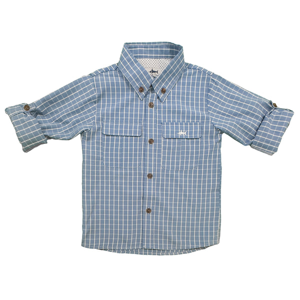 Flagler Fishing Shirt- Blue/White Plaid