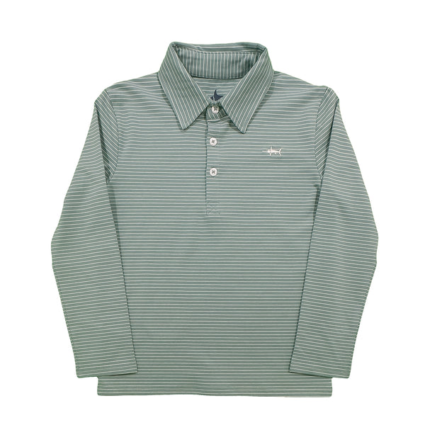 Banks LS Polo- Aqua/White Stripe