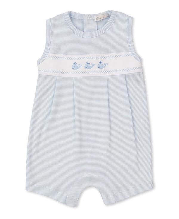 Whales Sleeveless Playsuit- Stripe Light Blue