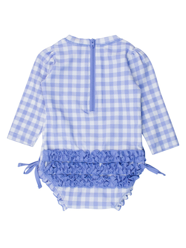 One Piece Rash Guard- Periwinkle Blue Gingham