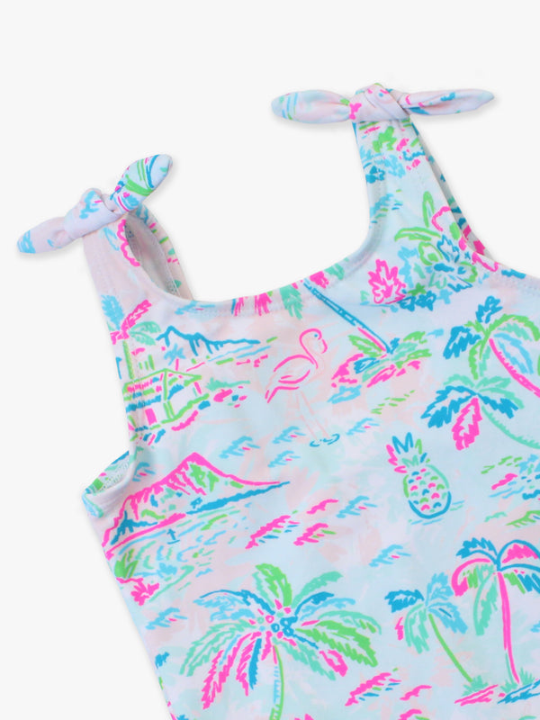 Tie Shoulder One Piece- Tropical Resort