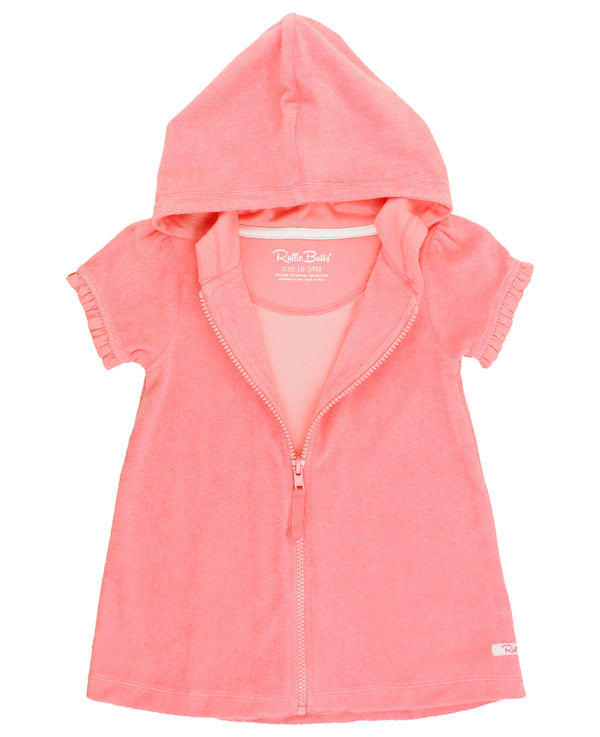 Terry Full-Zip Cover Up- Bubblegum Pink