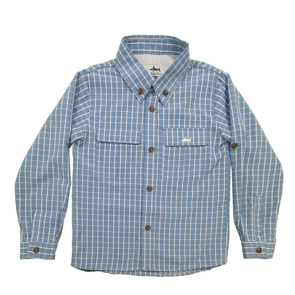 Flagler Fishing Shirt- Blue/White Plaid