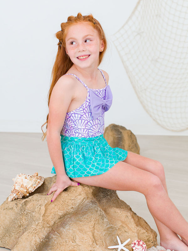 Big Bow Skirted One Piece- Magical Mermaid