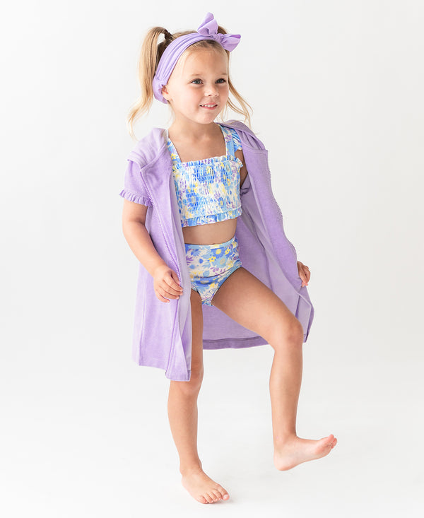 Terry Full-Zip Cover Up- Lavender