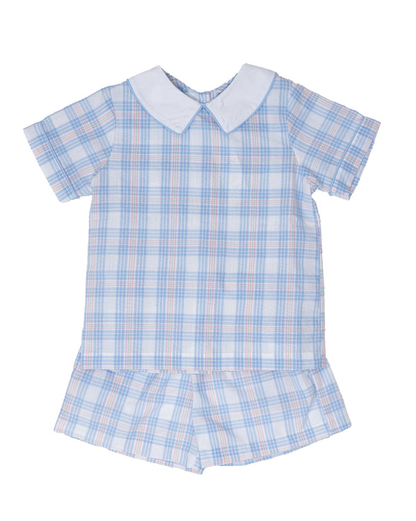 John Short Set- Pink & Blue Plaid