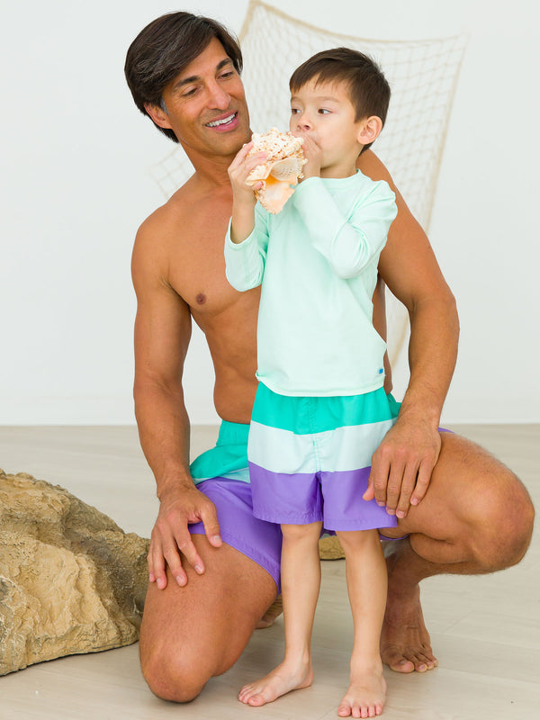 Swim Trunks- Green Purple Colorblock