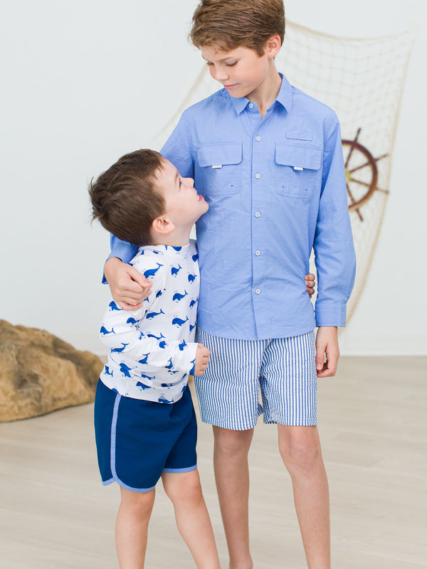 Dolphin Hem Swim Trunks- Navy