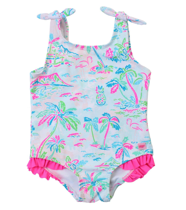 Tie Shoulder One Piece- Tropical Resort