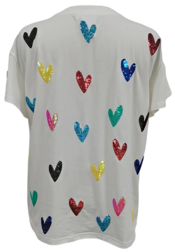 Multi Heart Tee- White