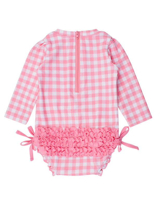 One Piece Rash Guard- Bubblegum Gingham