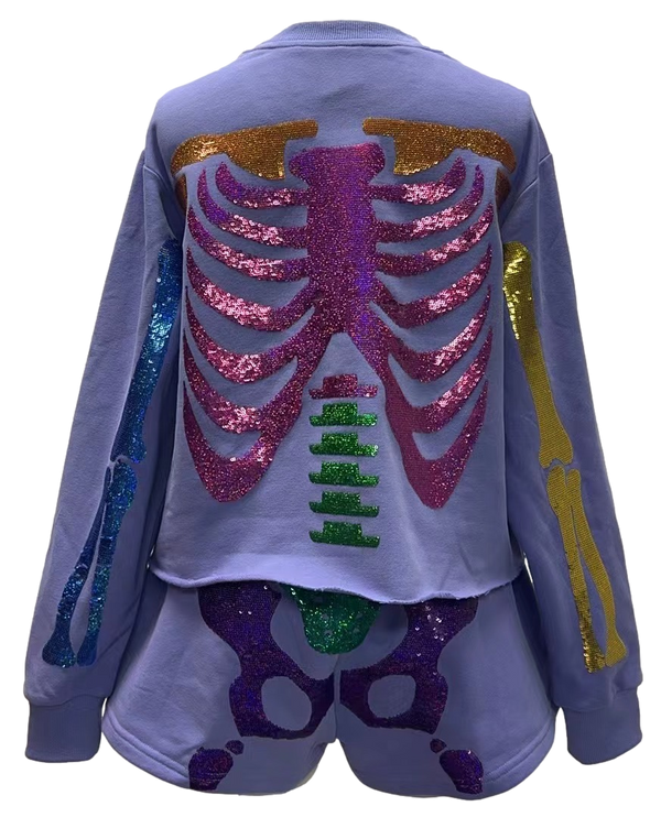 Purple Multi Skeleton Sweatshirt- Women's