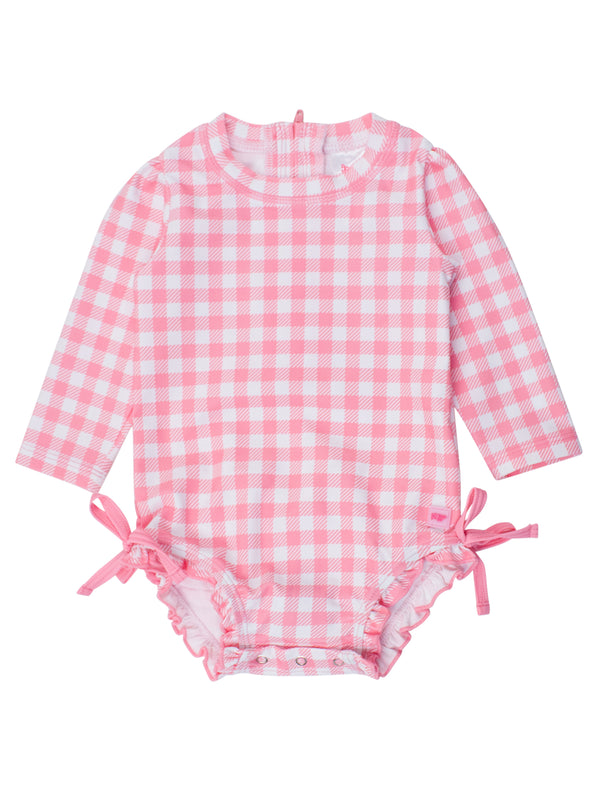 One Piece Rash Guard- Bubblegum Gingham