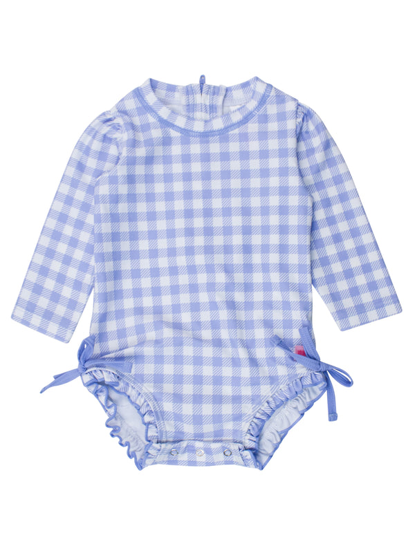 One Piece Rash Guard- Periwinkle Blue Gingham