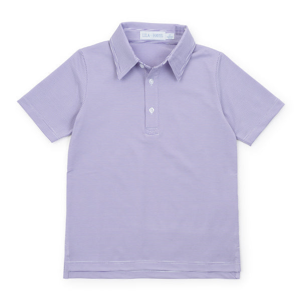 Will Performance Polo- Purple And White Stripes