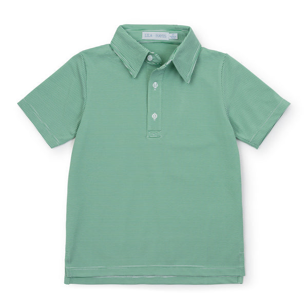 Will Performance Polo- Green And White Stripes