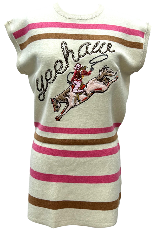 Yeehaw Cowgirl Knit Top- Beige (Women's)