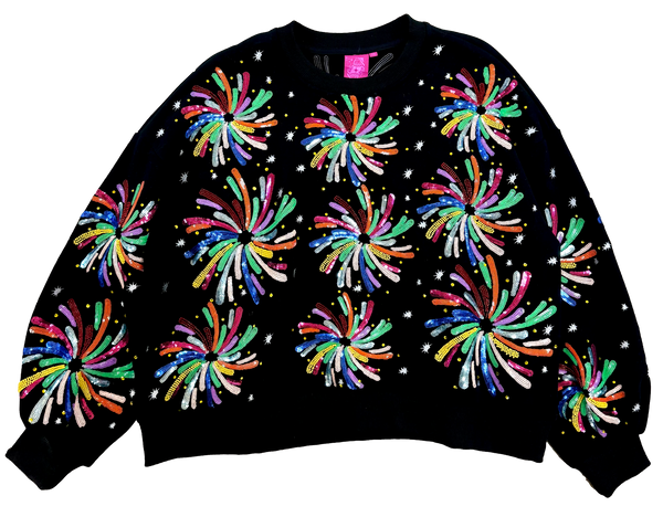 Black Multi Firework Sweatshirt- Women's