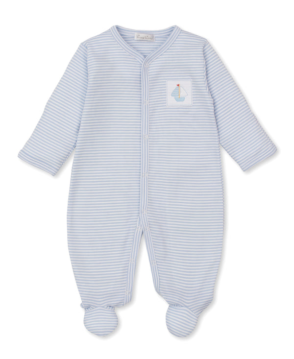 Saturday Regatta Footie- Light Blue Stripe