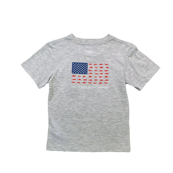 Flag SS Graphic Tee- Grey Heather