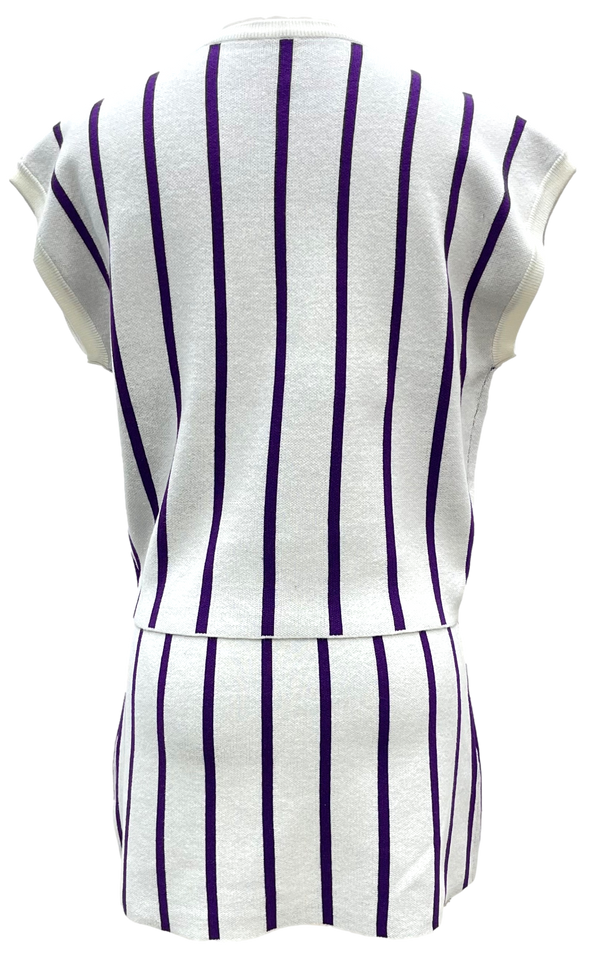 Purple & White Stripe 'Play Ball' Top- (Women's)