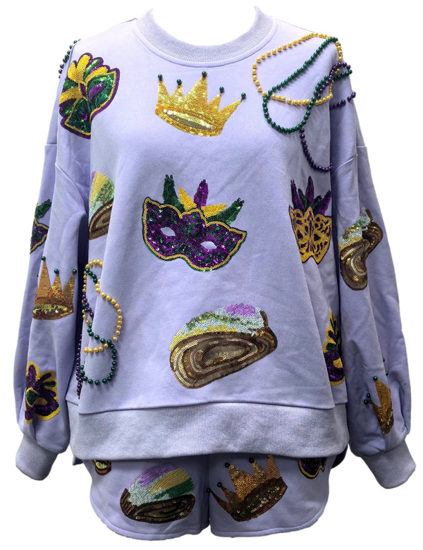 Mardi Gras Icon Sweatshirt- Lavender (Women's)