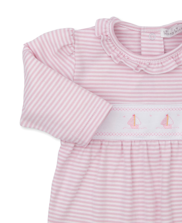 Saturday Regatta Footie- Pink Stripe