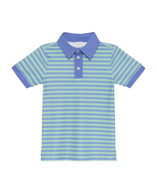 Sky Blue & Palm Green Stripe Polo